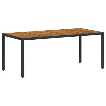 9-teiliges Garten Esszimmer Set Schwarzes Poly-Rattan Akazie, Stapelbare Gartenstühle mit Kissen 2 Stück Schwarz Poly-Rattan