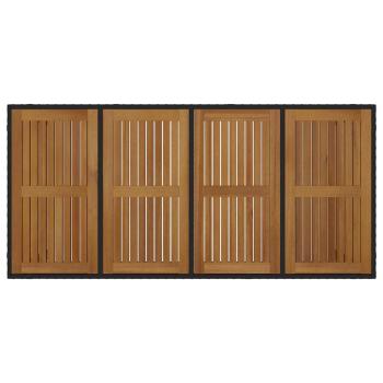 9-teiliges Garten Esszimmer Set Schwarzes Poly-Rattan Akazie, Stapelbare Gartenstühle mit Kissen 2 Stück Schwarz Poly-Rattan