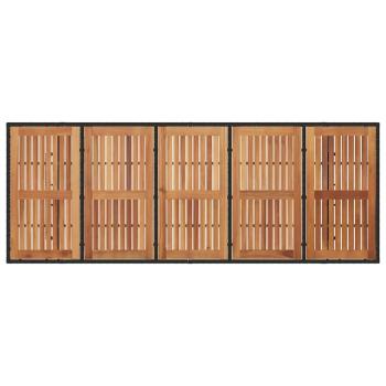 9-teiliges Garten Esstisch Set Schwarz Poly Rattan Akazie, Stapelbare Gartenstühle mit Kissen 2 Stück Schwarz Poly Rattan