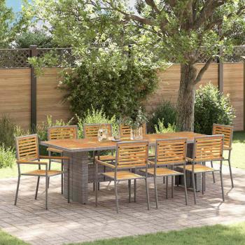 ARDEBO.de - Garten Essgruppe 9 stk. Grau und Braun Poly-Rattan