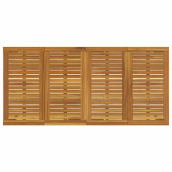 7-teiliges Garten Esszimmer Set Beige Poly Rattan Akazie, Stapelbare Gartenstühle mit Kissen - Set von 2 in Beige Poly Rattan, Gartentisch 200x90x75 cm aus massivem Akazienholz und Metall