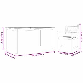 5-teiliges Garten-Esszimmer-Set aus massivem Akazienholz