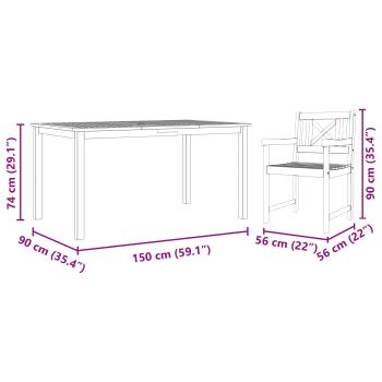 Garten Essgruppe 7 pcs Braun Massivholz Akazie