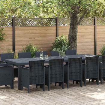 ARDEBO.de - 13-teilige Garten Essgruppe mit Kissen Anthrazit Poly-Rattan, Gartentisch Anthrazit 150x100x73 cm Poly-Rattan, Gartenstühle mit Kissen 4 Stk Anthrazit Poly-Rattan