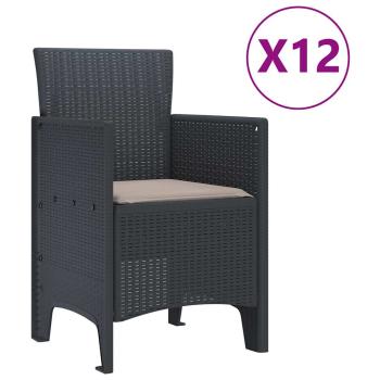 13-teilige Garten Essgruppe mit Kissen Anthrazit Poly-Rattan, Gartentisch Anthrazit 150x100x73 cm Poly-Rattan, Gartenstühle mit Kissen 4 Stk Anthrazit Poly-Rattan