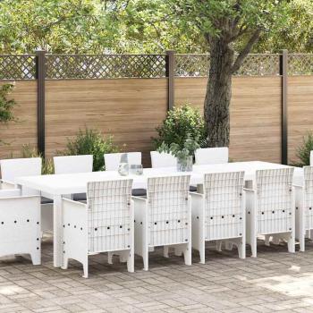 ARDEBO.de - 13-teiliges Garten Essset mit Kissen Weiß Poly-Rattan, Gartentisch Weiß 150x100x73 cm Poly-Rattan, Gartenstühle mit Kissen 4 Stk. Weiß Poly-Rattan