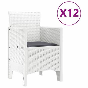 13-teiliges Garten Essset mit Kissen Weiß Poly-Rattan, Gartentisch Weiß 150x100x73 cm Poly-Rattan, Gartenstühle mit Kissen 4 Stk. Weiß Poly-Rattan