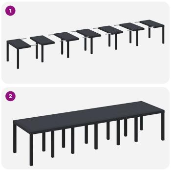 15-teiliges Garten Essgruppe mit Kissen Anthrazit Poly-Rattan, Gartentisch Anthrazit 200x100x73 cm Poly-Rattan, Gartentisch Anthrazit 150x100x73 cm Poly-Rattan, Gartenstühle mit Kissen 2 Stück Anthrazit Poly-Rattan, Gartenstühle mit Kissen 4 Stück Anthraz