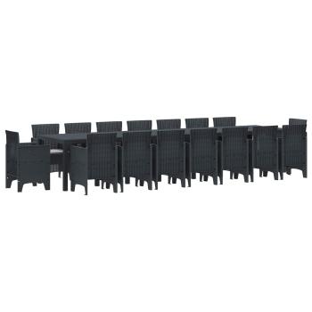 ARDEBO.de - 17-teiliges Garten Essset mit Kissen Anthrazit Poly-Rattan, Gartentisch Anthrazit 250x100x73 cm Poly-Rattan, Gartentisch Anthrazit 150x100x73 cm Poly-Rattan, Gartenstühle mit Kissen 4 Stück Anthrazit Poly-Rattan