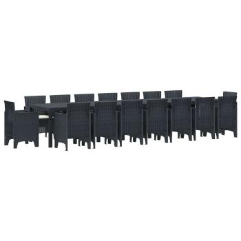 17-teiliges Garten-Essset mit Kissen Anthrazit Poly-Rattan, Gartentisch Anthrazit 250x100x73 cm Poly-Rattan, Gartentisch Anthrazit 150x100x73 cm Poly-Rattan, Gartenstühle mit Kissen 4 Stück Anthrazit Poly-Rattan