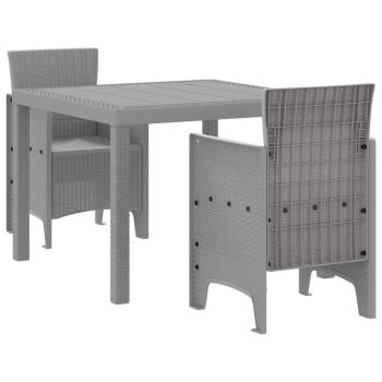 3-teiliges Garten Essgruppe Helles Grau Poly Rattan