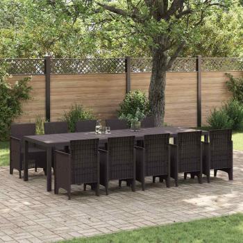 ARDEBO.de - 11-teiliges Gartentischset aus braunem Poly-Rattan, Gartentisch Braun 150x100x73 cm Poly-Rattan, Gartensessel 2 Stück Braun Poly-Rattan, Gartensessel 4 Stück Braun Poly-Rattan