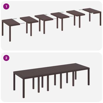 11-teiliges Gartentischset aus braunem Poly-Rattan, Gartentisch Braun 150x100x73 cm Poly-Rattan, Gartensessel 2 Stück Braun Poly-Rattan, Gartensessel 4 Stück Braun Poly-Rattan