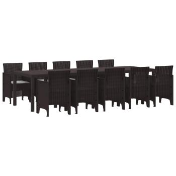 ARDEBO.de - 11-teiliges Garten Essset mit Kissen aus braunem Poly-Rattan, Gartentisch braun 150x100x73 cm Poly-Rattan, Gartenstühle mit Kissen 2 Stück braun Poly-Rattan, Gartenstühle mit Kissen 4 Stück braun Poly-Rattan