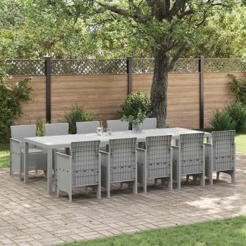 ARDEBO.de - 11-teilige Garten Esstisch Set mit Kissen Hellgrau Poly Rattan, Gartentisch Hellgrau 150x100x73 cm Poly Rattan, Gartenstühle mit Kissen 2 Stk. Hellgrau Poly Rattan, Gartenstühle mit Kissen 4 Stk. Hellgrau Poly Rattan