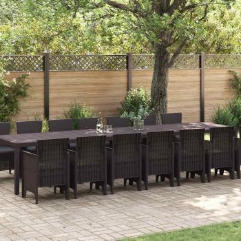 ARDEBO.de - 15-teiliges Garten Essset mit Kissen Braun Poly-Rattan, Gartentisch Braun 250x100x73 cm Poly-Rattan, Gartentisch Braun 150x100x73 cm Poly-Rattan, Gartenstühle mit Kissen 2 Stück Braun Poly-Rattan, Gartenstühle mit Kissen 4 Stück Braun Poly-Rat