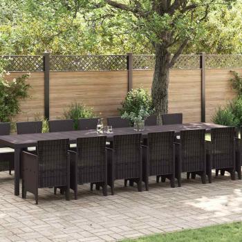 ARDEBO.de - 15-teiliges Garten Essgruppen-Set mit Kissen Braun Poly Rattan, Gartentisch Braun 250x100x73 cm Poly Rattan, Gartentisch Braun 150x100x73 cm Poly Rattan, Gartenstühle mit Kissen 2 Stück Braun Poly Rattan, Gartenstühle mit Kissen 4 Stück Braun 