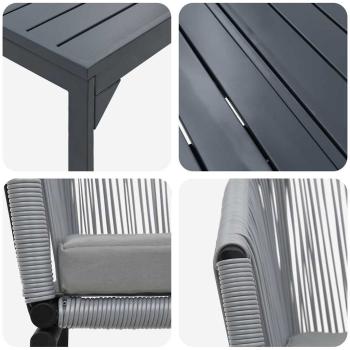 10-teiliges Garten-Esstisch-Set mit Kissen, graues Poly-Rattan, Ausziehbarer Gartentisch Anthrazit (140-210)x90x73 cm Stahl