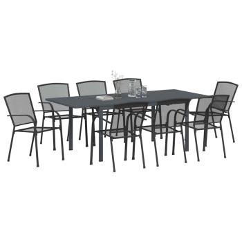 9-teiliges Flurmöbel-Set Anthrazit Stahl, Ausziehbarer Gartentisch Anthrazit (140-210)x90x73 cm Stahl