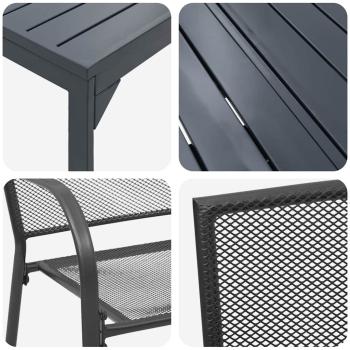 9-teiliges Flurmöbel-Set Anthrazit Stahl, Ausziehbarer Gartentisch Anthrazit (140-210)x90x73 cm Stahl