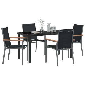 5-teiliges Garten-Dining-Set Schwarz Textilene und Stahl