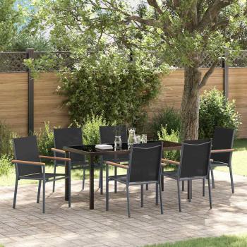 ARDEBO.de - 7-teiliges Gartenset mit Schwarz Textilene und Stahl