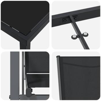 ARDEBO.de - 7-teiliges Gartentischset Schwarz Textilene und Stahl