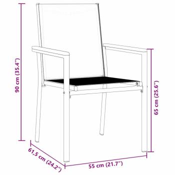 7-teiliges Gartentischset Schwarz Textilene und Stahl