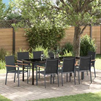 ARDEBO.de - Garten Essgruppe 9 stk. Schwarz Pulverbeschichteter Stahl