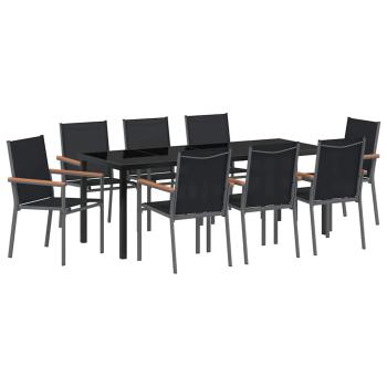 Garten Essgruppe 9 stk. Schwarz Pulverbeschichteter Stahl