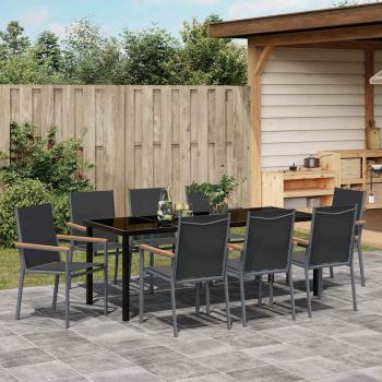Garten Essgruppe 9 stk. Schwarz Pulverbeschichteter Stahl