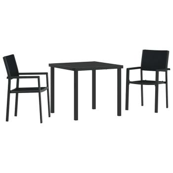 3-teiliges Garten-Esszimmer-Set Schwarz Poly-Rattan