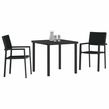 3-teiliges Garten-Esszimmer-Set Schwarz Poly-Rattan