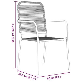 3-teiliges Garten Essset Schwarz Baumwollseil und Stahl