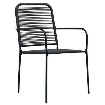 5-teiliges Garten Esszimmer Set Schwarz Baumwollseil und Stahl