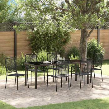 ARDEBO.de - Garten Essgruppe 7 stk. Schwarz Pulverbeschichteter Stahl