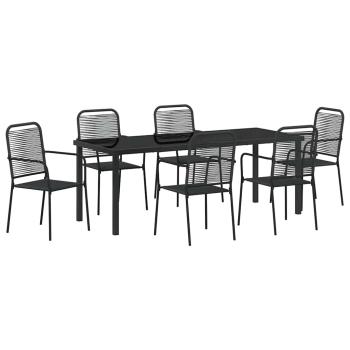 Garten Essgruppe 7 stk. Schwarz Pulverbeschichteter Stahl