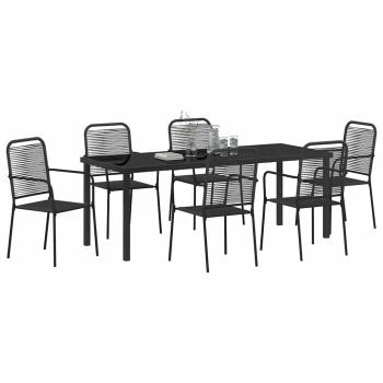 Garten Essgruppe 7 stk. Schwarz Pulverbeschichteter Stahl