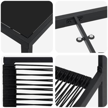 7-teilige Garten Essgruppe Schwarz PVC Rattan