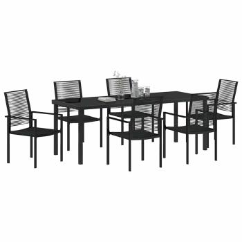 ARDEBO.de - 7-teilige Garten-Essgruppe Schwarz PVC Rattan