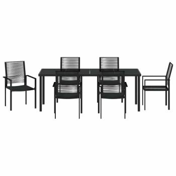 7-teilige Garten-Essgruppe Schwarz PVC Rattan
