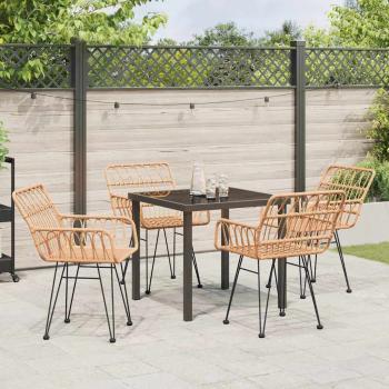 5-teiliges Garten-Esszimmer-Set braunes Poly-Rattan