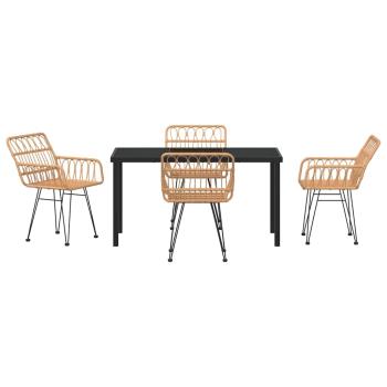 5-teiliges Garten-Essset Braun Poly Rattan