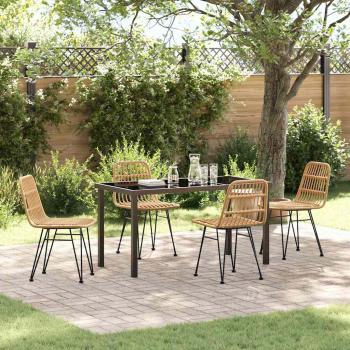 ARDEBO.de - 5-teiliges Garten-Essplatz-Set braun Poly Rattan