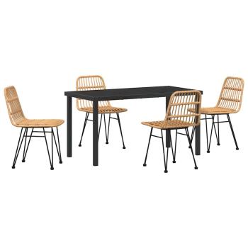 5-teiliges Garten-Essplatz-Set braun Poly Rattan