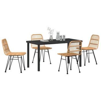 5-teiliges Garten-Essplatz-Set braun Poly Rattan