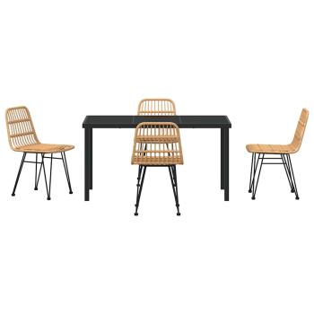5-teiliges Garten-Essplatz-Set braun Poly Rattan