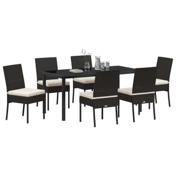 7-teiliges Garten-Esszimmer-Set Schwarz Poly-Rattan