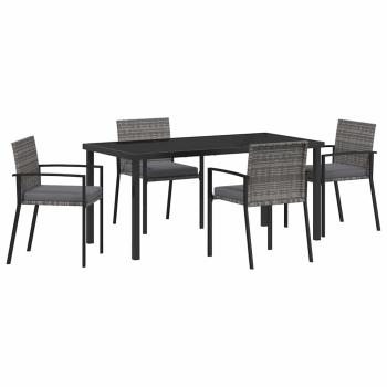 5-teilige Garten Essgruppe Grau Poly Rattan