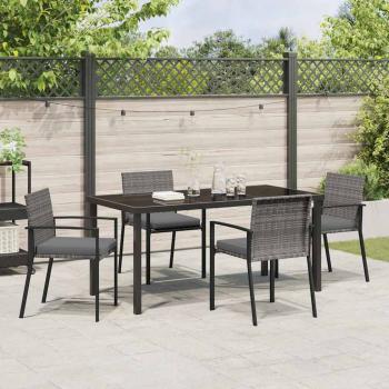 5-teilige Garten Essgruppe Grau Poly Rattan